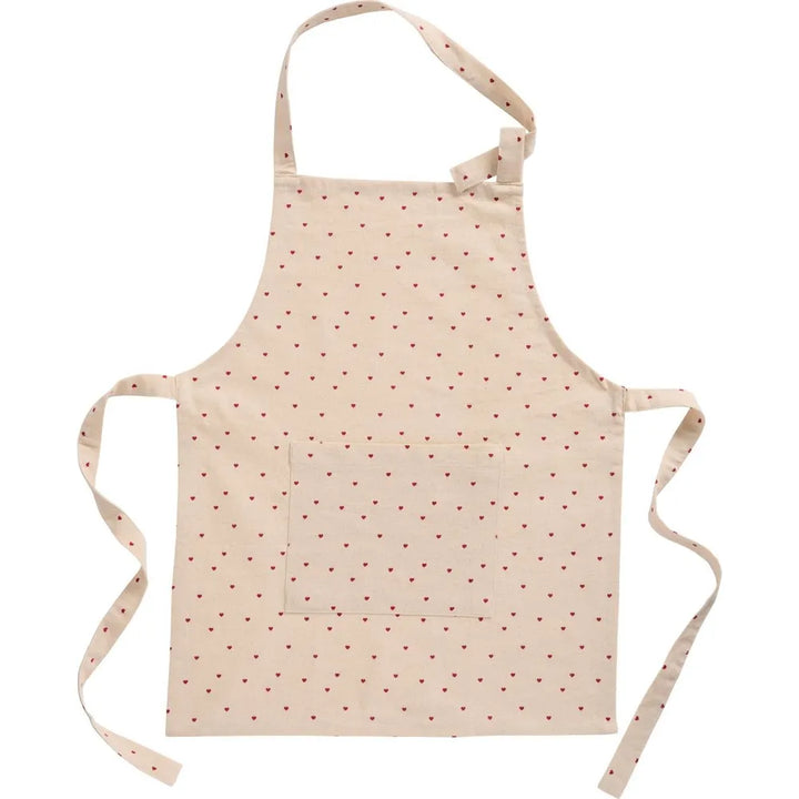 Ib Laursen - Kinderschürze Valentin mini natur mit roten Herzen