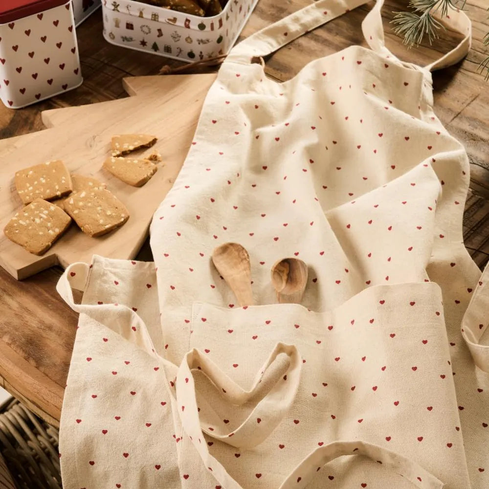 Ib Laursen - Schürze Valentin natur mit roten Herzen