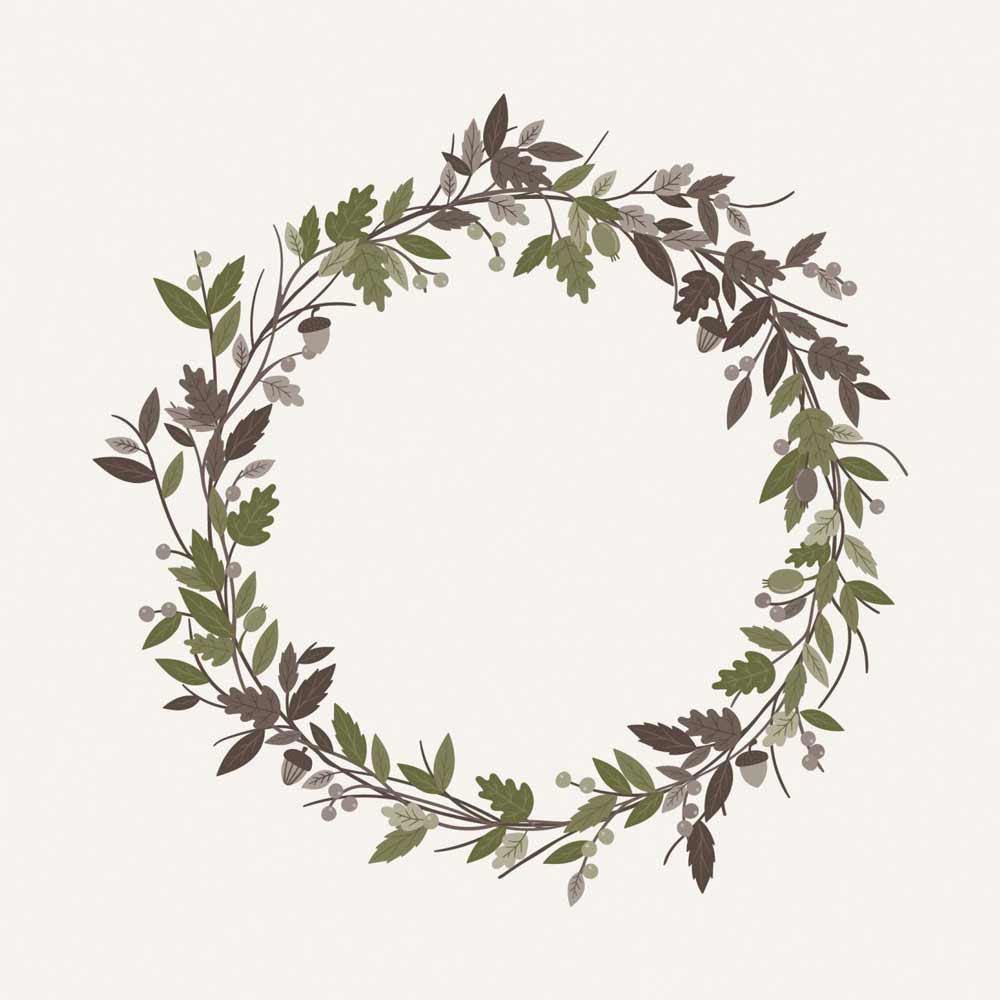 Ib Laursen - Serviette Autumn Wreath 16 Stück