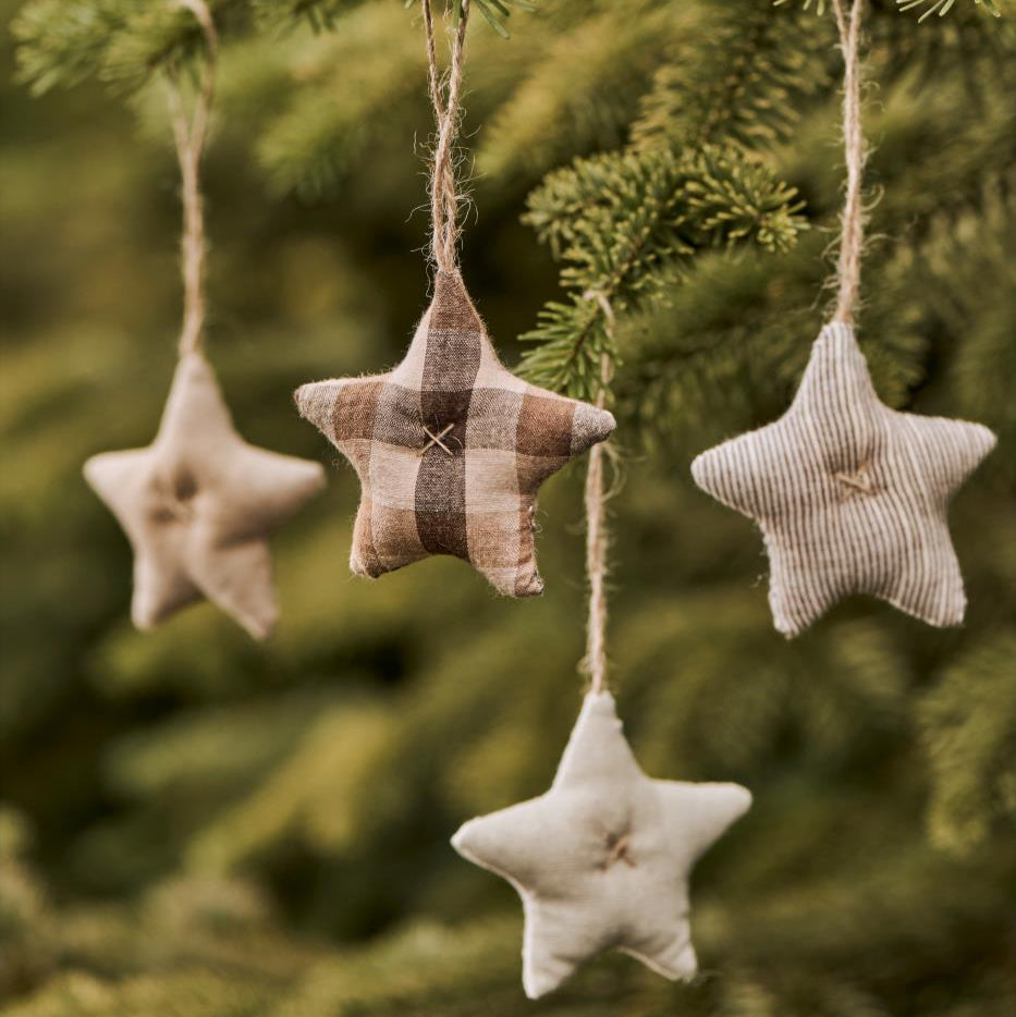 Stoffsterne 5er-Set braun – Nostalgische Weihnachtsdeko – Alsaba