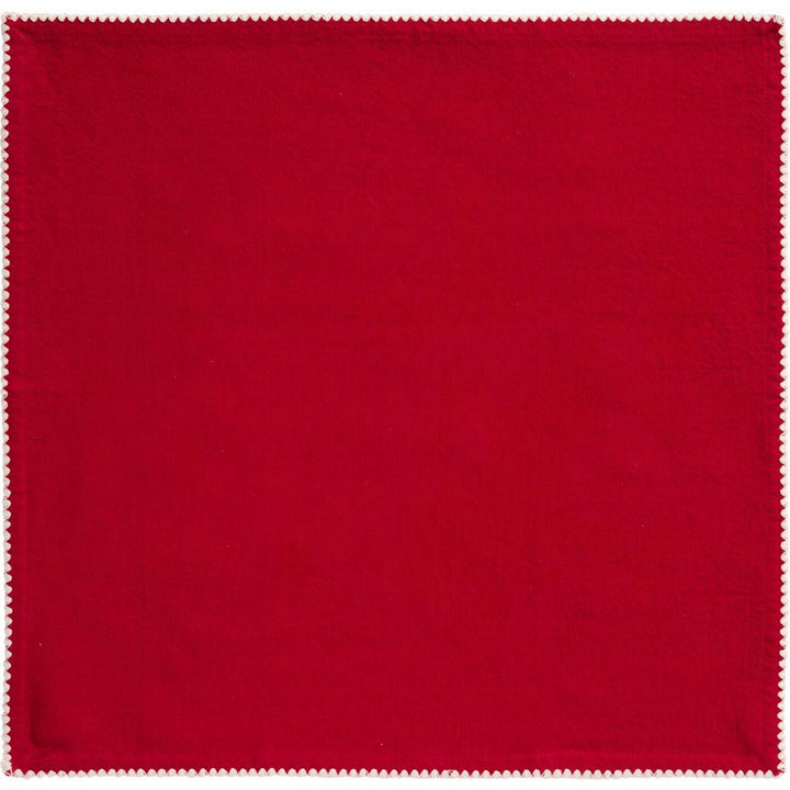 Ib Laursen - Stoffserviette Dagmar rot mit weißer Randstickerei