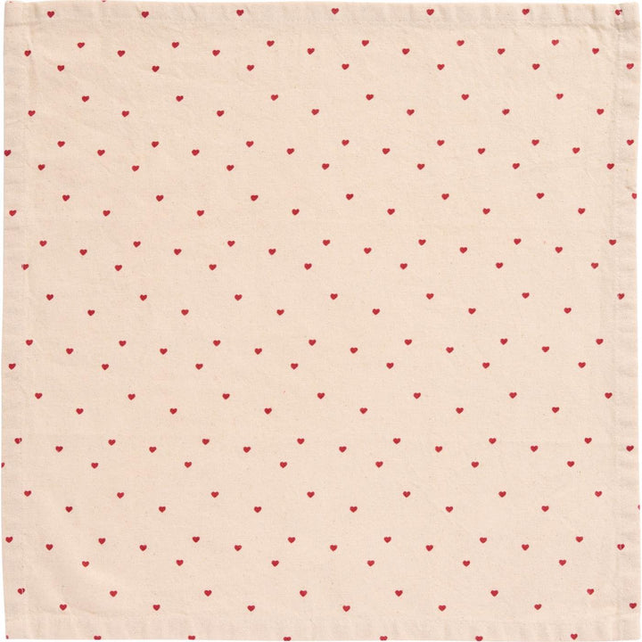 Ib Laursen - Stoffserviette Valentin natur mit roten Herzen