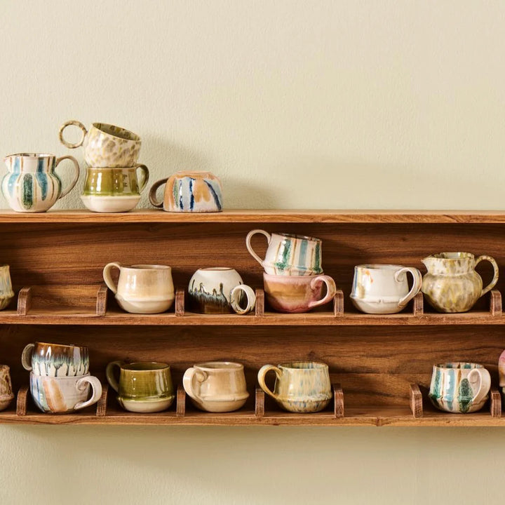 Ib Laursen - Tasse mit Henkel Vallvik erdige Farbtöne, mit blauer Laufglasur