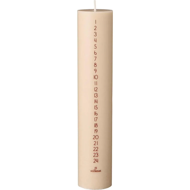 Ib Laursen - Weihnachtskerze 1-24 graunatur mit rustic brown Zahlen Stearin