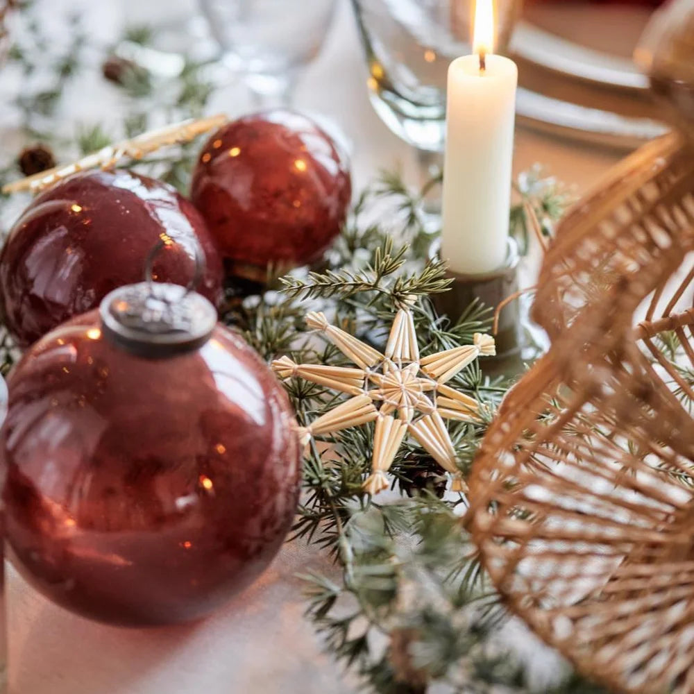 Ib Laursen - Weihnachtskugel pebbled Glas coral almond 6 cm