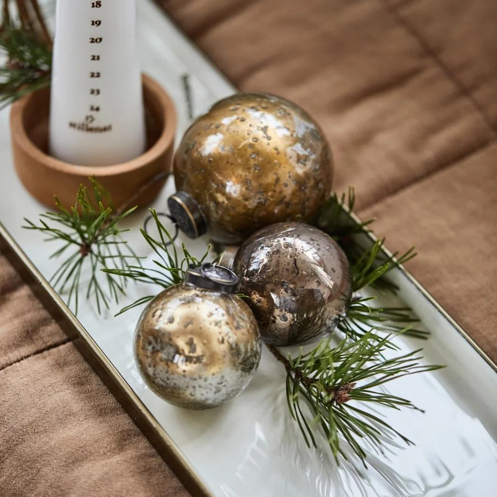 Ib Laursen - Weihnachtskugel pebbled Glas rustic brown Bauernsilber