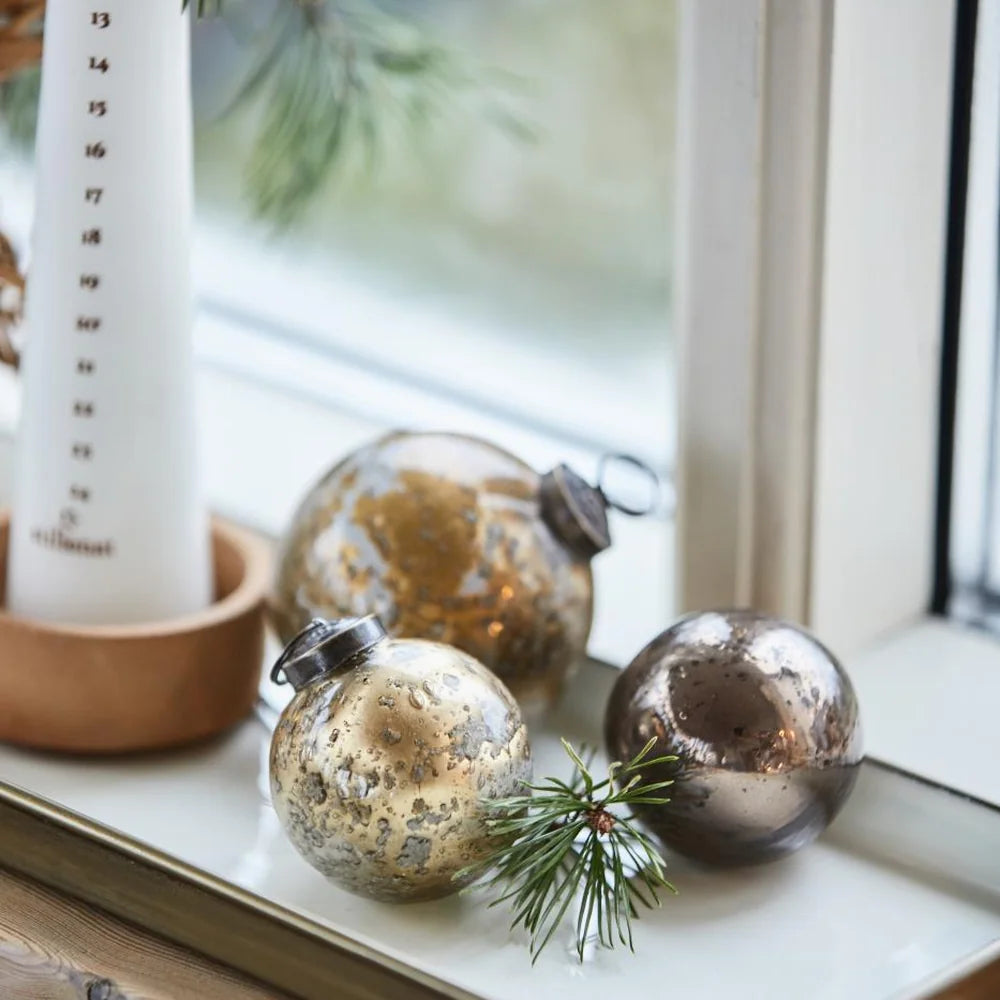 Ib Laursen - Weihnachtskugel pebbled Glas rustic brown Bauernsilber