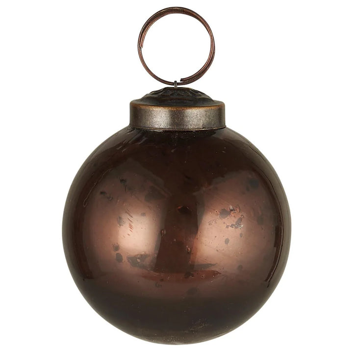 Ib Laursen - Weihnachtskugel pebbled Glas rustic brown Bauernsilber