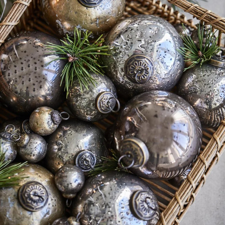 Ib Laursen - Weihnachtskugel pebbled Glas rustic brown Bauernsilber