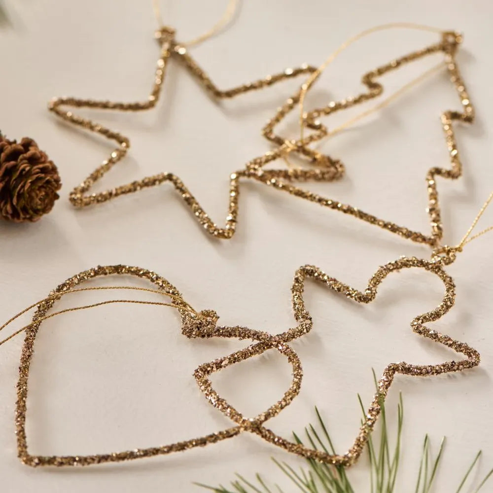 Ib Laursen - Weihnachtsschmuck zum hängen 4 ass mit Glitter