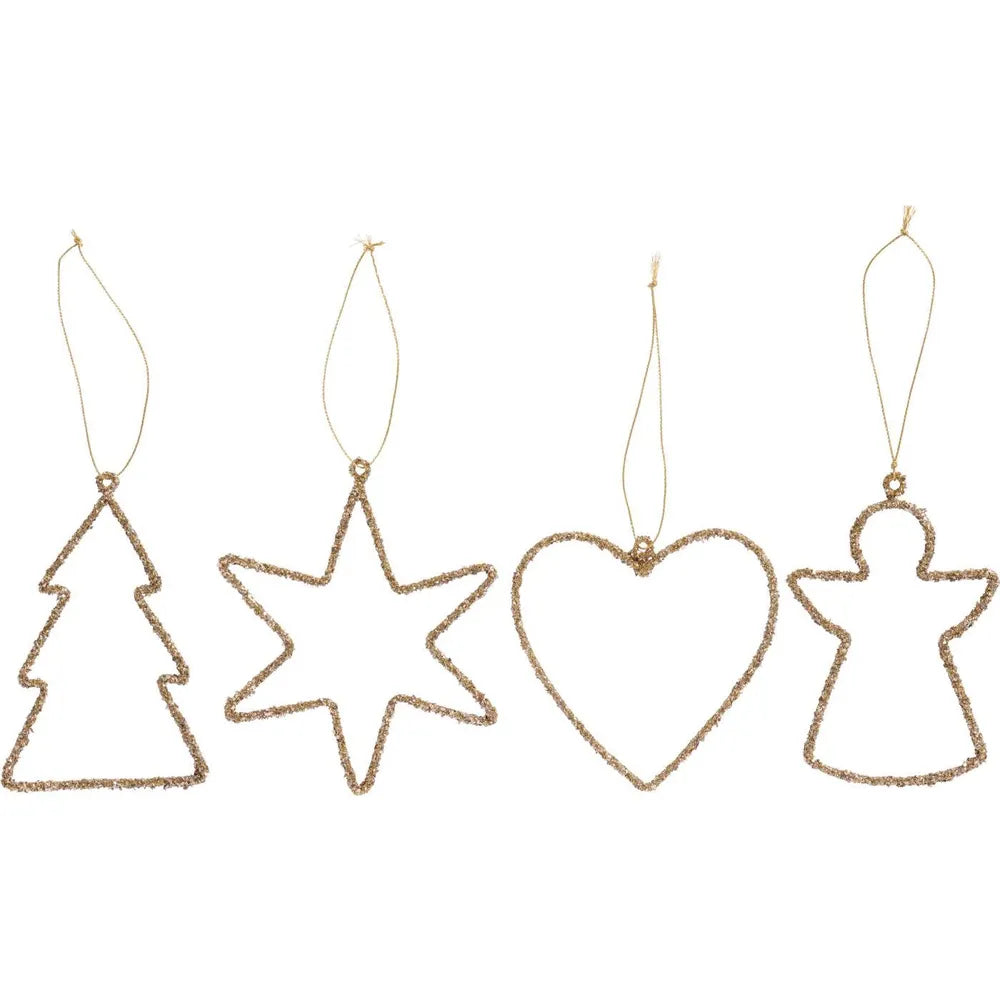 Ib Laursen - Weihnachtsschmuck zum hängen 4 ass mit Glitter