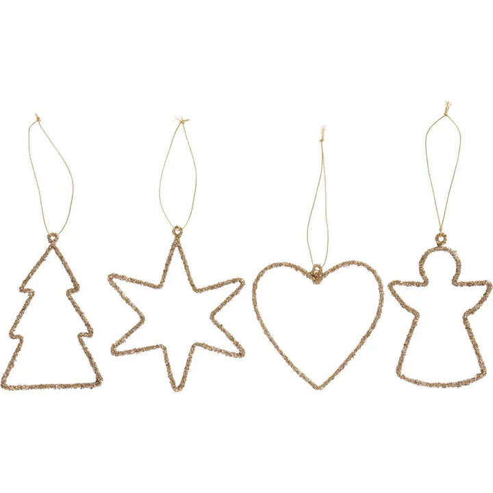 Ib Laursen - Weihnachtsschmuck zum hängen 4 ass mit Glitter