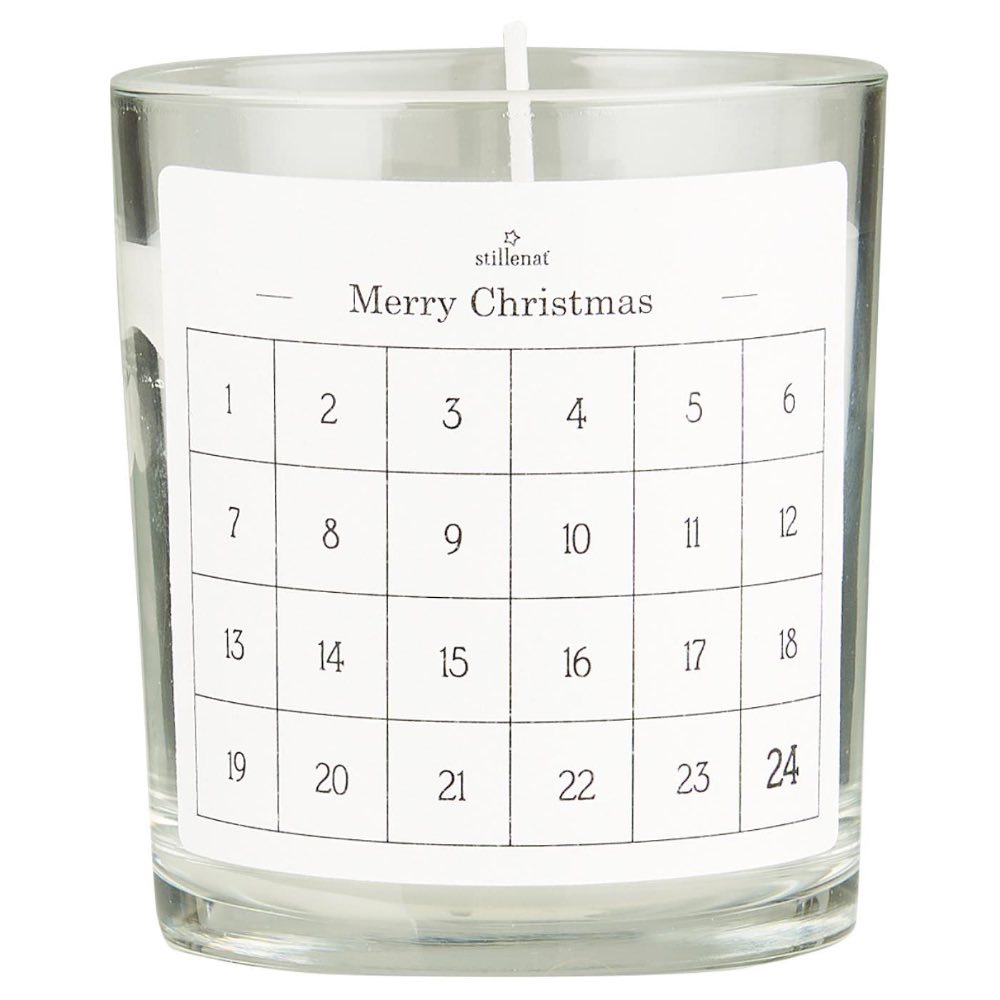 Ib Laursen - Nordische Adventskerze 1-24 Etikett Glas mit Paraffinkerze