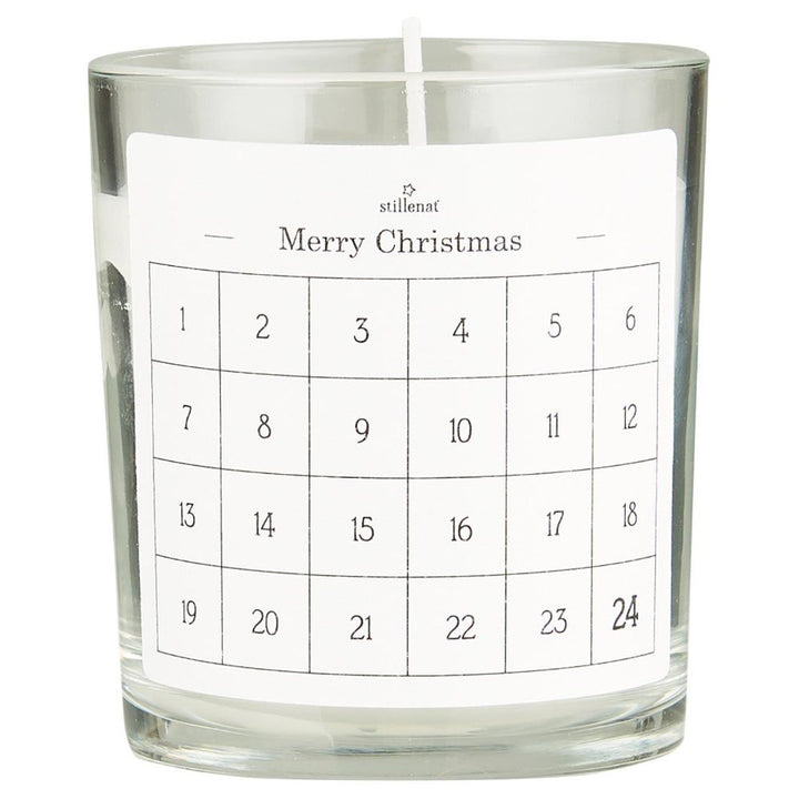 Ib Laursen - Nordische Adventskerze 1-24 Etikett Glas mit Paraffinkerze