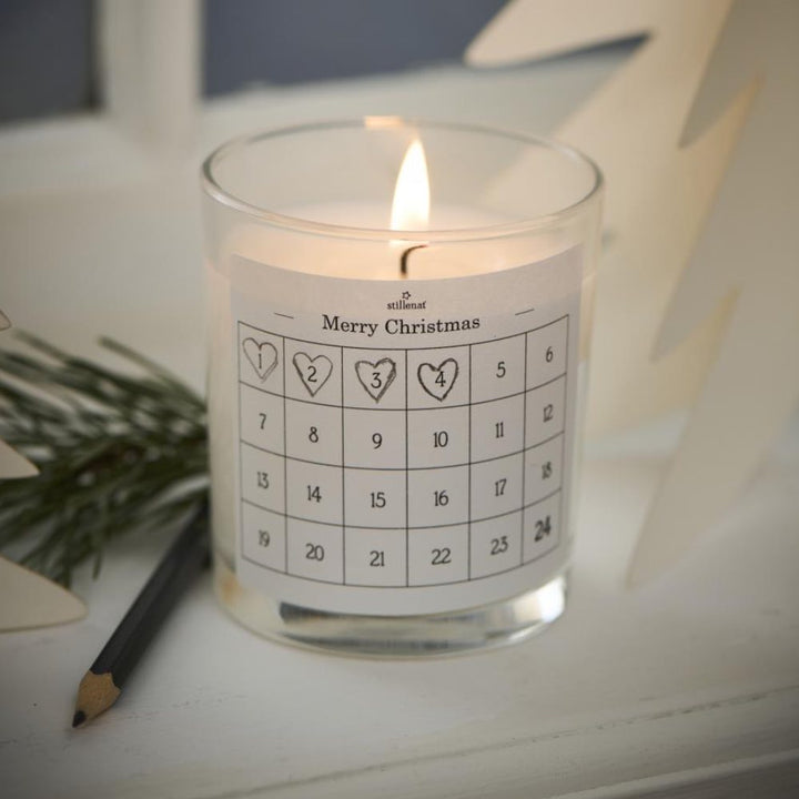 Ib Laursen - Nordische Adventskerze 1-24 Etikett Glas mit Paraffinkerze