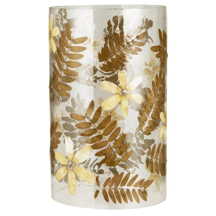 Ib Laursen - Hurricane für Stumpenkerze mit Blumen und Blättern mundgeblasen