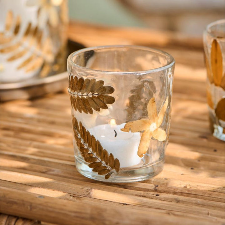 Ib Laursen - Kerzenhalter für Teelicht mit Blumen und Blättern im Glas