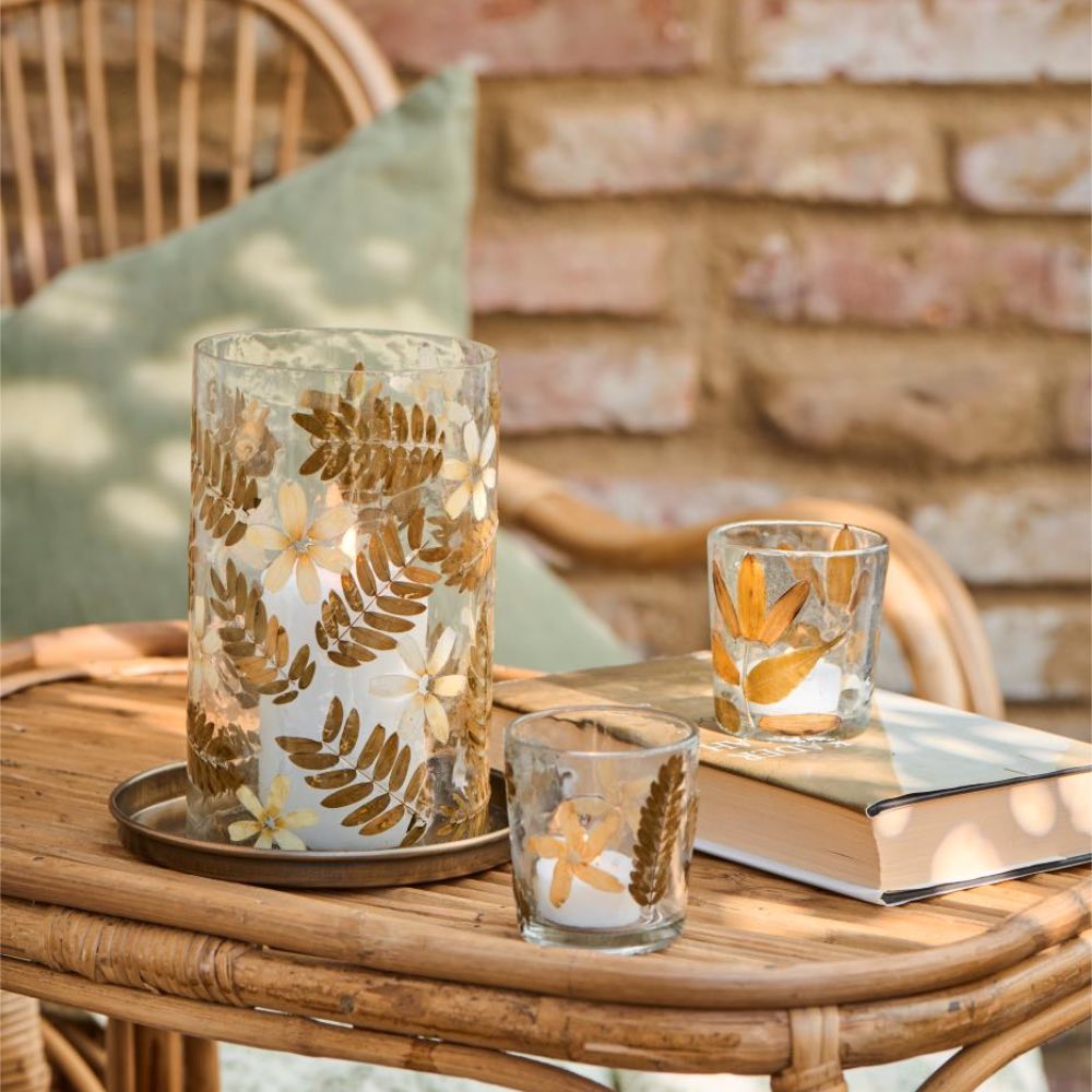 Ib Laursen - Kerzenhalter für Teelicht mit Blumen und Blättern im Glas