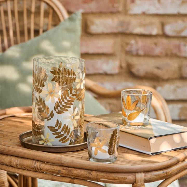 Ib Laursen - Kerzenhalter für Teelicht mit Blumen und Blättern im Glas