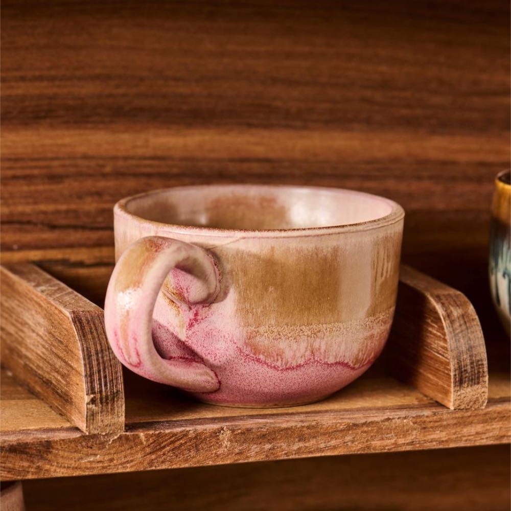 Ib Laursen - Tasse mit Henkel Trosa, hellbraun und zartrosa