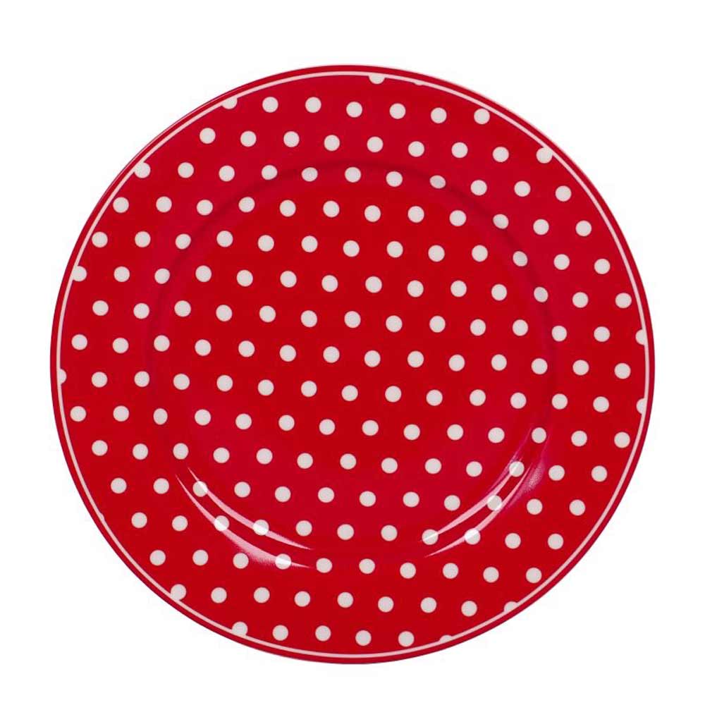 Die Isabelle Rose - Dessertteller mit Punkten rot.