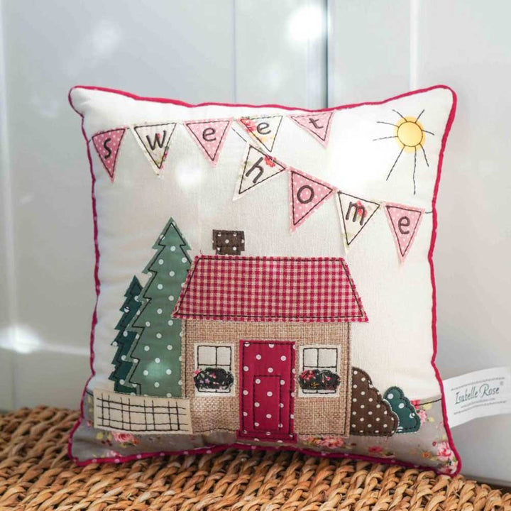Isabelle Rose Kissen „Sweet Home“ – 25x25 cm, Landhausstil – Alsaba