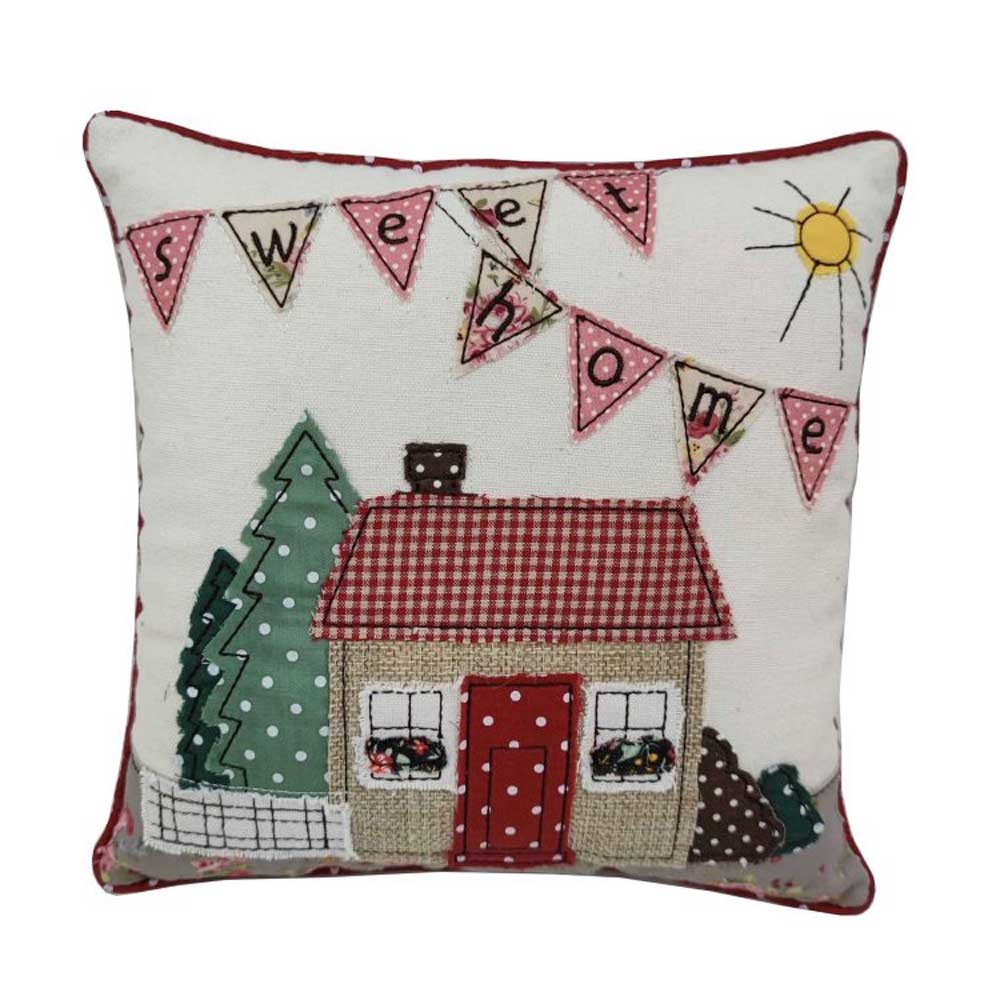 Isabelle Rose Kissen „Sweet Home“ – 25x25 cm, Landhausstil – Alsaba