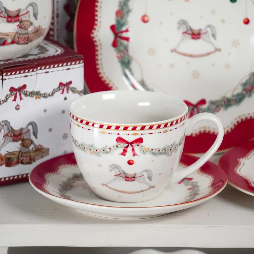 Isabelle Rose - Porzellantasse mit Untertasse Happy Holidays 250 ml