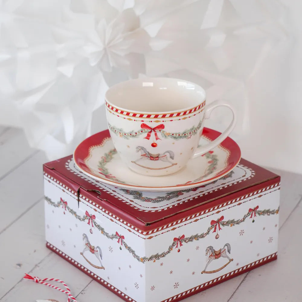Isabelle Rose - Porzellantasse mit Untertasse Happy Holidays 250 ml