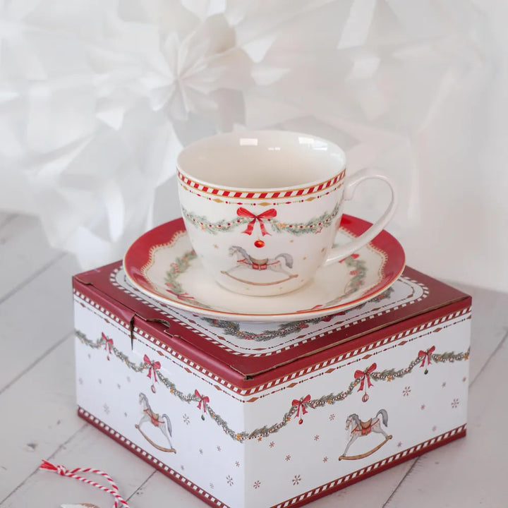 Isabelle Rose - Porzellantasse mit Untertasse Happy Holidays 250 ml