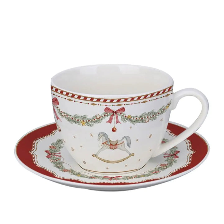 Isabelle Rose - Porzellantasse mit Untertasse Happy Holidays 250 ml