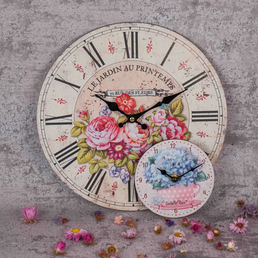 Isabelle Rose - Wanduhr Cup of Flowers 12 cm