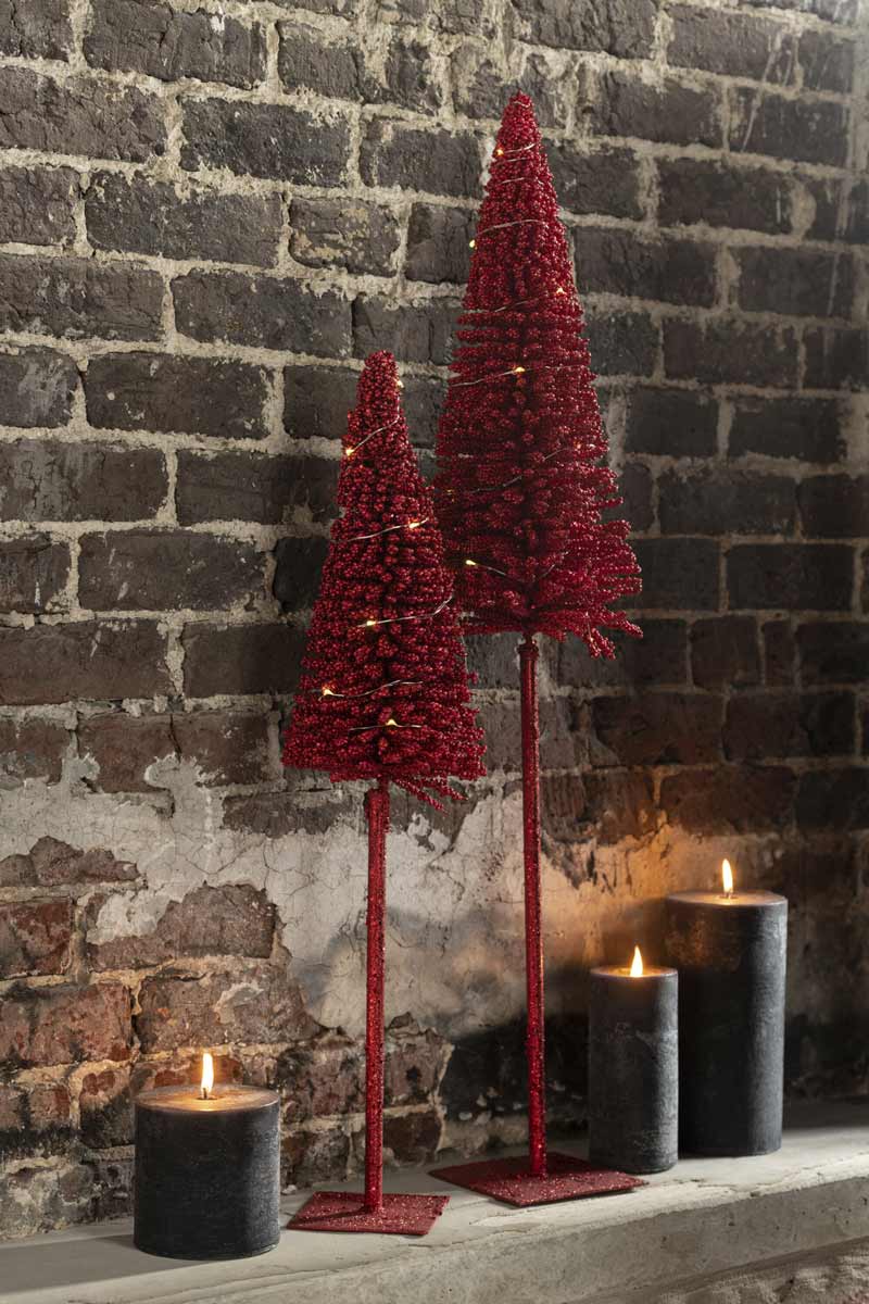 J-Line Mega Baum 58 cm Dunkelrot mit LED