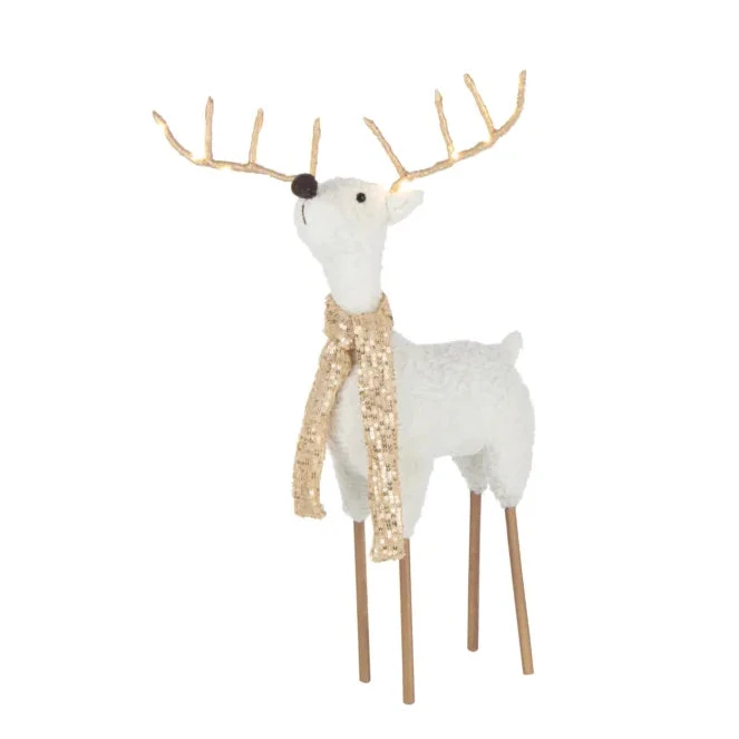 J-Line – Rentier mit Schal Weiß/Gold Mega 57 cm