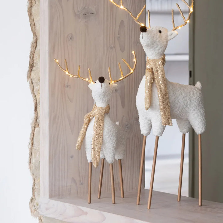 J-Line – Rentier mit Schal Weiß/Gold Mega 57 cm