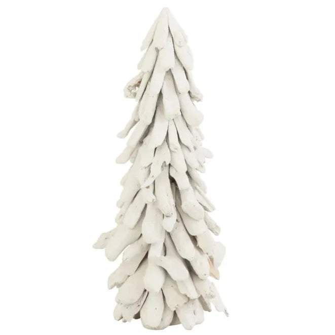 J-Line – Verschneiter Treibholz-Baum Weiß Winterdeko Baum Mega