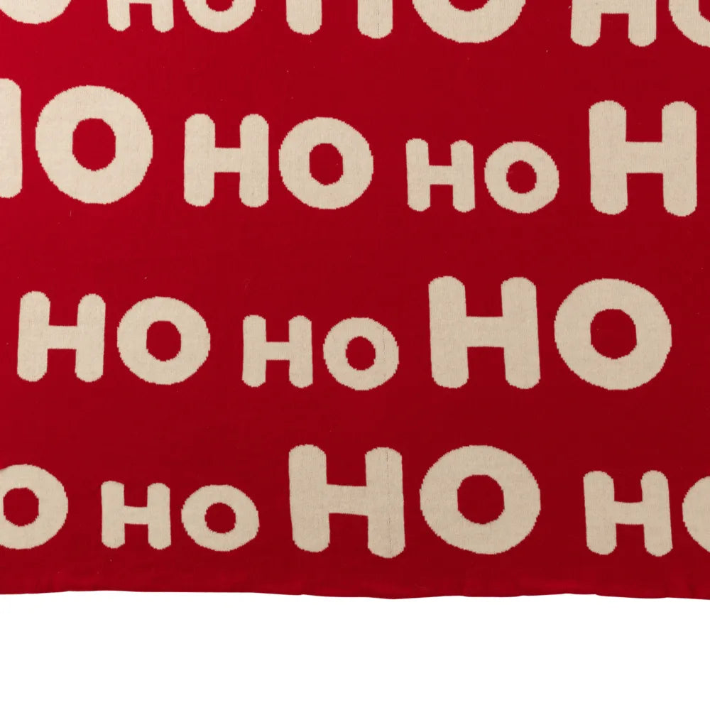 J-Line – Hohoho-Decke Weihnachtsrot/Weiß 130×170 cm – Kuscheldecke Weihnachten