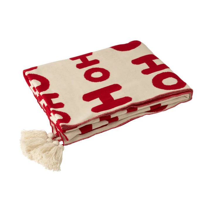 J-Line – Hohoho-Decke Weihnachtsrot/Weiß 130×170 cm – Kuscheldecke Weihnachten
