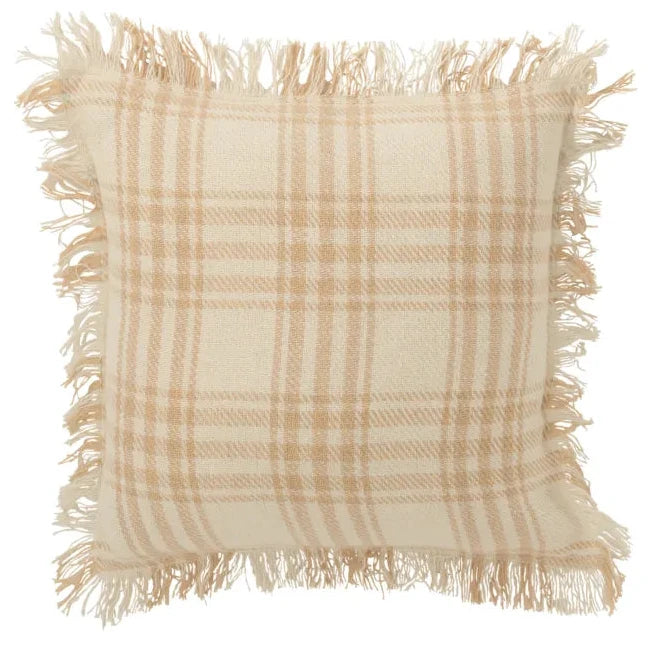 J-Line – Kissen kariert Weiß/Beige