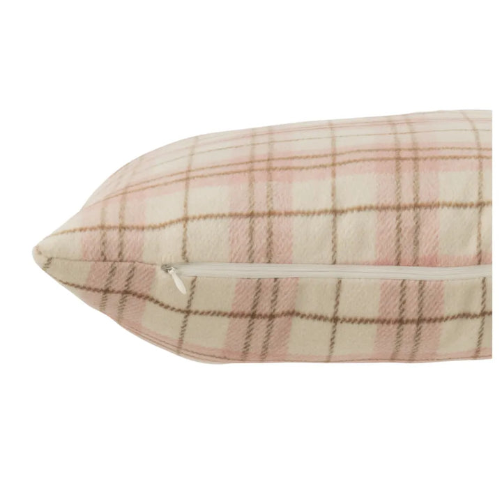 J-Line – Kissen kariert Weiß/Rosa