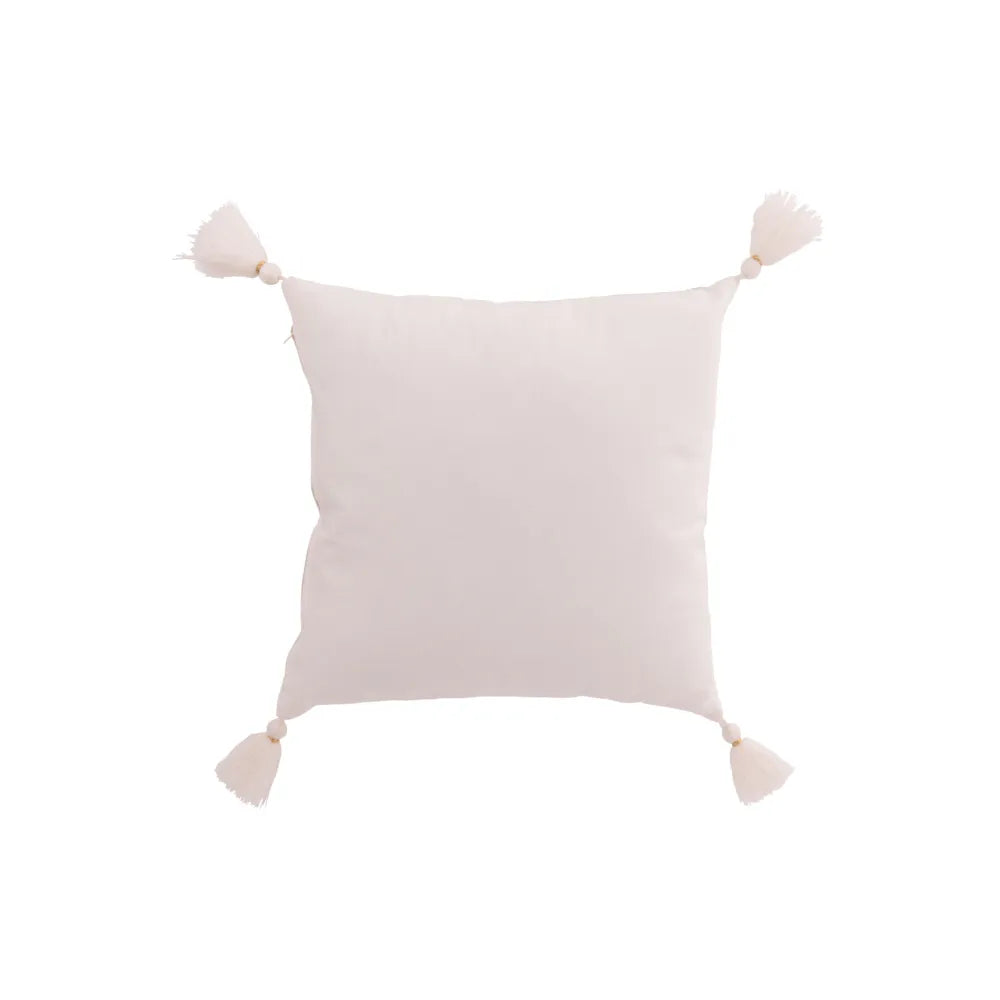 J-Line – Kissen Schneeflocke mit Quasten Weiß/Beige