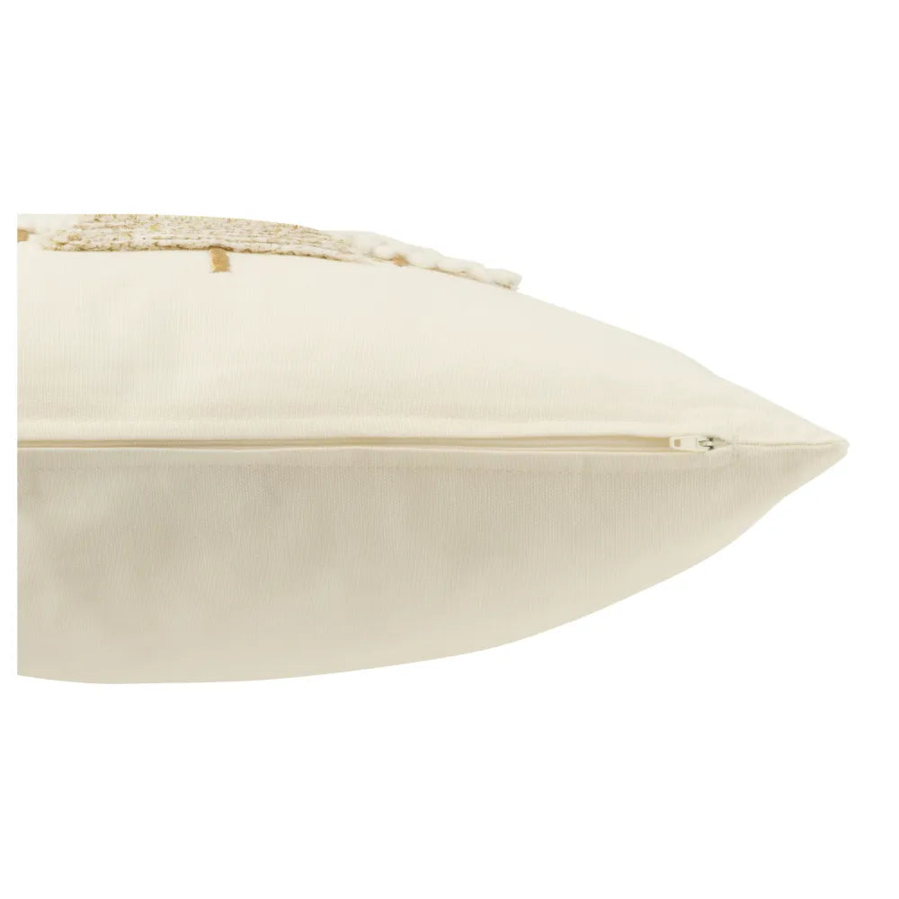 J-Line – Kissen mit goldenen Weihnachtsbäumen Weiß