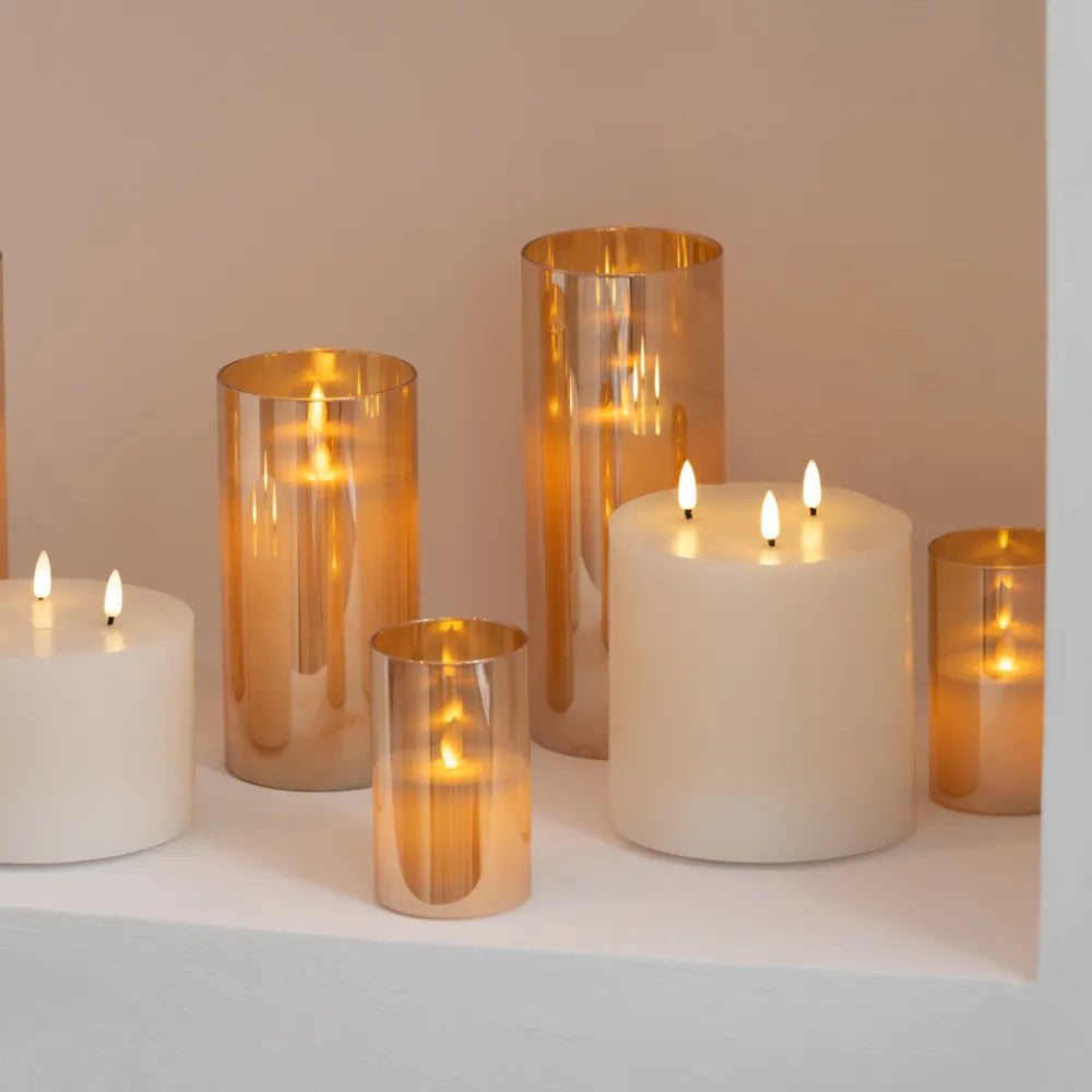 LED-Kerze mit 3 Flammen, Weiß, 20 cm – Alsaba