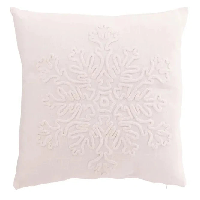 J-Line – Kissen mit Schneeflocke Weiß