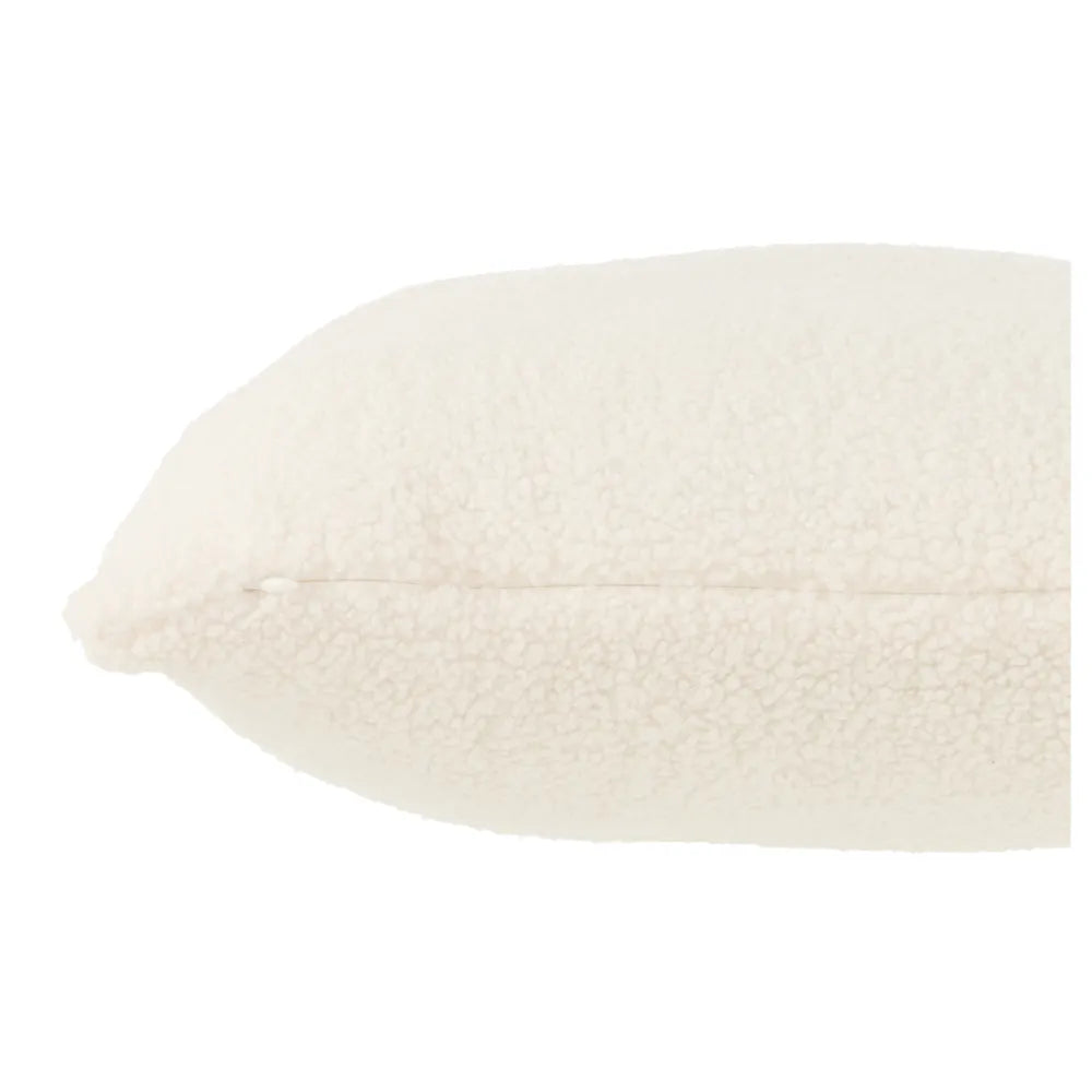 J-Line – Teddy-Bouclé-Kissen Weiß