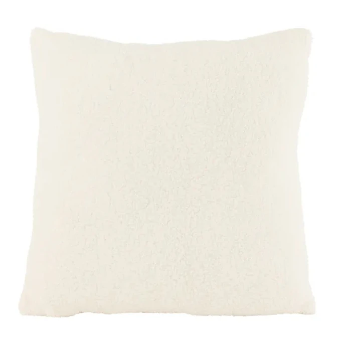 J-Line – Teddy-Bouclé-Kissen Weiß