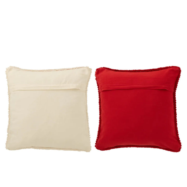 J-Line – Weihnachtliches Hohoho-Kissen Rot/Weiß 45×45 cm – Weihnachtsdeko Kissen