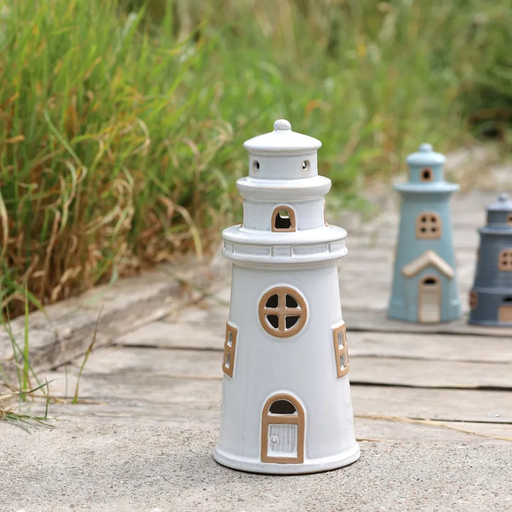 Chic Antique - Keramik Leuchtturm LED Creme
