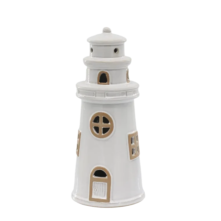 Chic Antique - Keramik Leuchtturm LED Creme