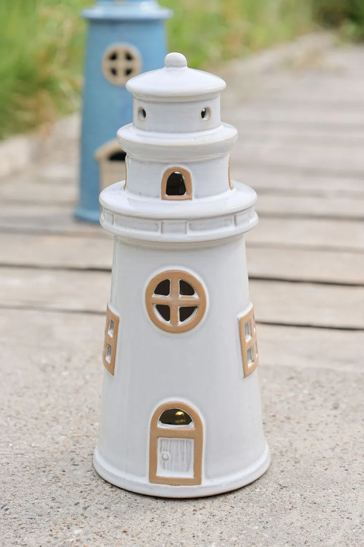Chic Antique - Keramik Leuchtturm LED Creme